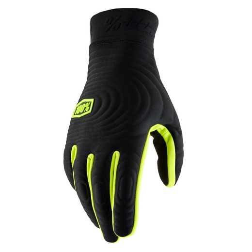 Guantes 100% Brisker Xtreme Negro / Amarillo Fluor