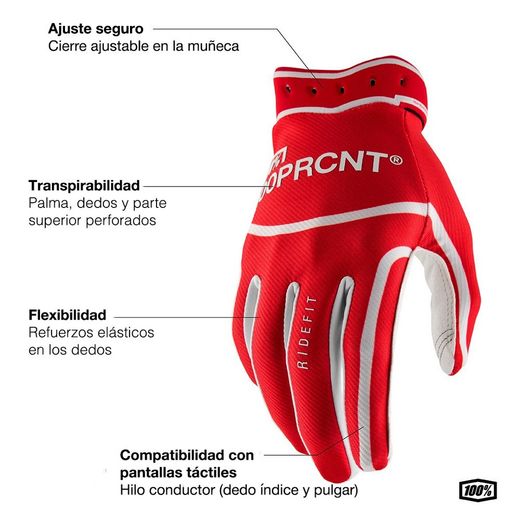 Guantes 100% Ridefit M2 Azul